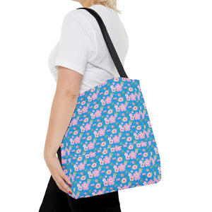 Floral Print Tote Bag Blue Women’s Fashion Statement - Dipaliz - Bags