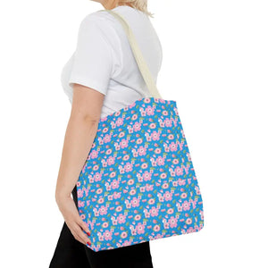 Floral Print Tote Bag Blue Women’s Fashion Statement - Dipaliz - Bags