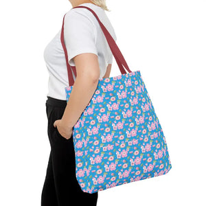 Floral Print Tote Bag Blue Women’s Fashion Statement - Dipaliz - Bags