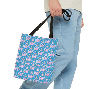 Floral Print Tote Bag Blue Women’s Fashion Statement - Dipaliz - Bags