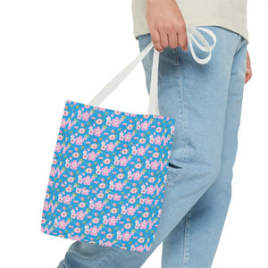 Floral Print Tote Bag Blue Women’s Fashion Statement - Dipaliz - Bags