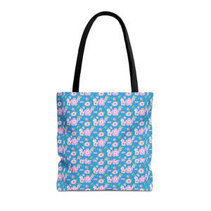 Floral Print Tote Bag Blue Women’s Fashion Statement - Dipaliz - Bags