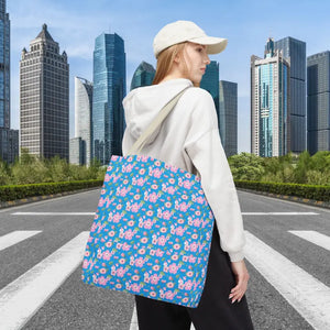 Floral Print Tote Bag Blue Women’s Fashion Statement - Dipaliz - Bags