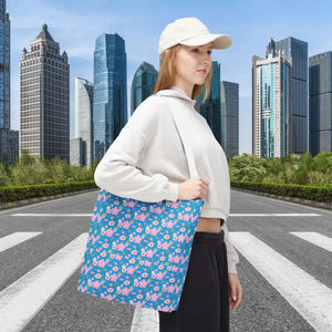 Floral Print Tote Bag Blue Women’s Fashion Statement - Dipaliz - Bags