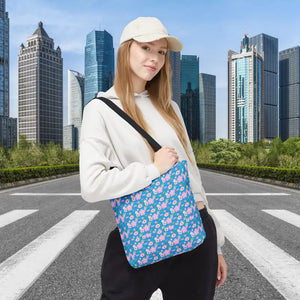 Floral Print Tote Bag Blue Women’s Fashion Statement - Dipaliz - Bags