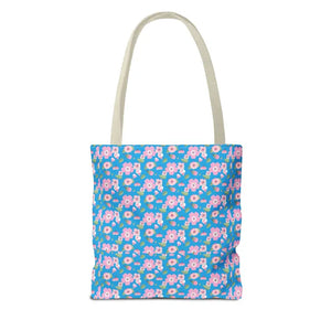 Floral Print Tote Bag Blue Women’s Fashion Statement - Dipaliz - Bags