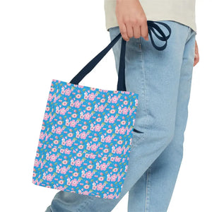 Floral Print Tote Bag Blue Women’s Fashion Statement - Dipaliz - Bags