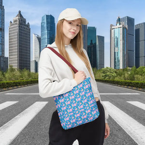 Floral Print Tote Bag Blue Women’s Fashion Statement - Dipaliz - Bags