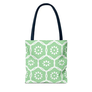 Green Tote Bag Bold Floral Pattern Statement Style Dipaliz - Bags