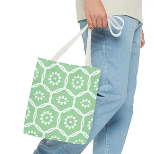 Green Tote Bag Bold Floral Pattern Statement Style Dipaliz - Bags