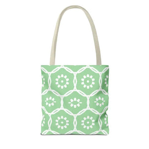 Green Tote Bag Bold Floral Pattern Statement Style Dipaliz - Bags