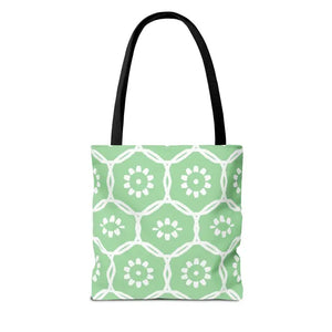 Green Tote Bag Bold Floral Pattern Statement Style Dipaliz - Bags