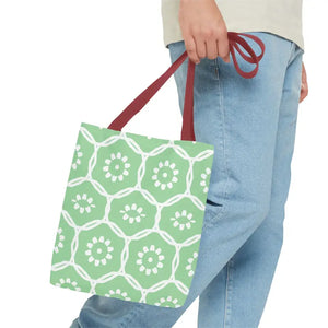 Green Tote Bag Bold Floral Pattern Statement Style Dipaliz - Bags