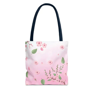 Floral Pattern Pink Tote Bag - Stylish Print Design - Dipaliz - 13’’ × / Navy - Bags