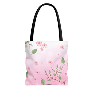 Floral Pattern Pink Tote Bag - Stylish Print Design - Dipaliz - 13’’ × / Black - Bags