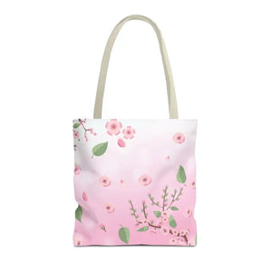 Floral Pattern Pink Tote Bag - Stylish Print Design - Dipaliz - 16’’ × / Beige - Bags