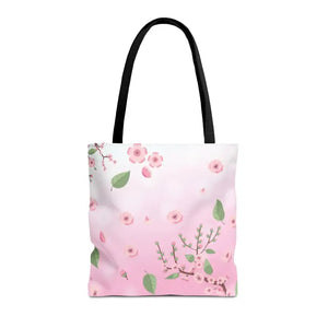 Floral Pattern Pink Tote Bag - Stylish Print Design - Dipaliz - 16’’ × / Black - Bags