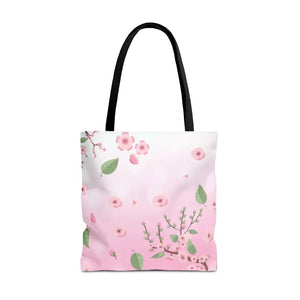 Floral Pattern Pink Tote Bag - Stylish Print Design - Dipaliz - 18’’ × / Black - Bags