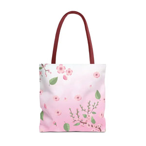 Floral Pattern Pink Tote Bag - Stylish Print Design - Dipaliz - 18’’ × / Red - Bags