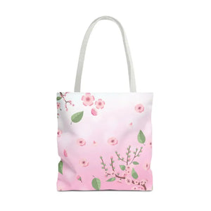 Floral Pattern Pink Tote Bag - Stylish Print Design - Dipaliz - 18’’ × / White - Bags
