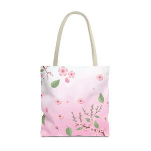 Floral Pattern Pink Tote Bag - Stylish Print Design - Dipaliz - 18’’ × / Beige - Bags