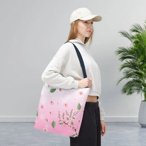 Floral Pattern Pink Tote Bag - Stylish Print Design - Dipaliz - Bags