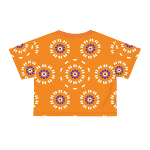 Vibrant Floral Pattern Crop Tee Silky Soft Polyester Dipaliz - T-shirts