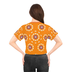 Vibrant Floral Pattern Crop Tee Silky Soft Polyester Dipaliz - T-shirts