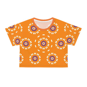 Vibrant Floral Pattern Crop Tee Silky Soft Polyester Dipaliz - T-shirts