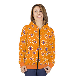Vibrant Unisex Zip Hoodie - Floral Pattern Winter - Dipaliz - Hoodies