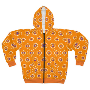 Vibrant Unisex Zip Hoodie - Floral Pattern Winter - Dipaliz - Hoodies