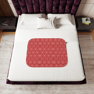 Pastel Red Floral Sherpa Blanket – Soft Cozy - Dipaliz - Blankets