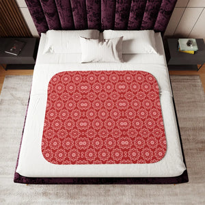 Pastel Red Floral Sherpa Blanket – Soft Cozy - Dipaliz - Blankets