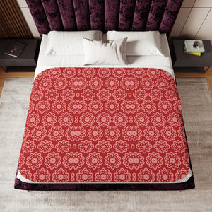 Pastel Red Floral Sherpa Blanket – Soft Cozy - Dipaliz - Blankets