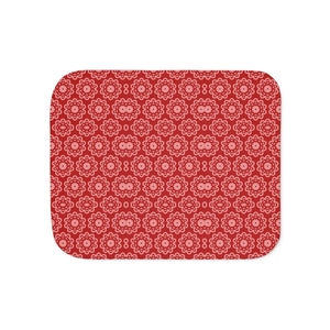 Pastel Red Floral Sherpa Blanket – Soft Cozy - Dipaliz - Blankets