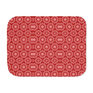 Pastel Red Floral Sherpa Blanket – Soft Cozy - Dipaliz - Blankets