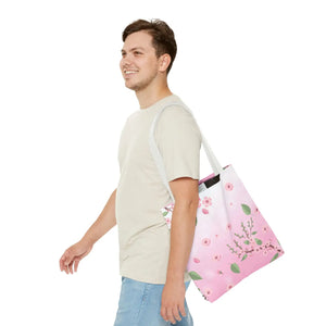 Floral Pink Tote Bag - Durable Polyester Everyday - Dipaliz - Bags