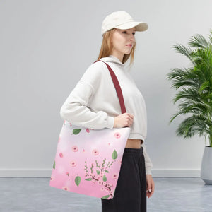 Floral Pink Tote Bag - Durable Polyester Everyday - Dipaliz - Bags