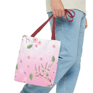 Floral Pink Tote Bag - Durable Polyester Everyday - Dipaliz - Bags