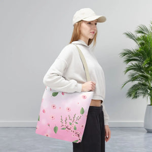 Floral Pink Tote Bag - Durable Polyester Everyday - Dipaliz - Bags