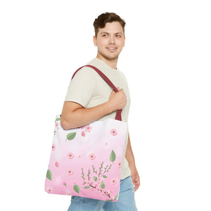 Floral Pink Tote Bag - Durable Polyester Everyday - Dipaliz - Bags
