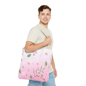 Floral Pink Tote Bag - Durable Polyester Everyday - Dipaliz - Bags