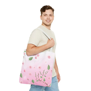 Floral Pink Tote Bag - Durable Polyester Everyday - Dipaliz - Bags