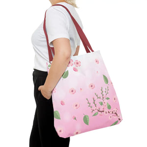 Floral Pink Tote Bag - Durable Polyester Everyday - Dipaliz - Bags