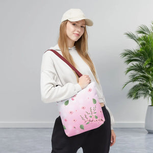 Floral Pink Tote Bag - Durable Polyester Everyday - Dipaliz - Bags