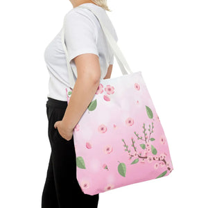 Floral Pink Tote Bag - Durable Polyester Everyday - Dipaliz - Bags