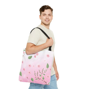 Floral Pink Tote Bag - Durable Polyester Everyday - Dipaliz - Bags