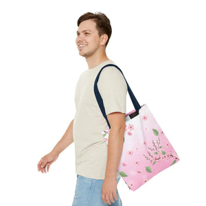 Floral Pink Tote Bag - Durable Polyester Everyday - Dipaliz - Bags