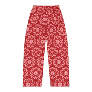 Floral Pattern on Red Women’s Pajama Pants (aop) - Pajamas