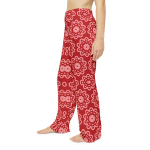 Floral Pattern on Red Women’s Pajama Pants (aop) - Pajamas